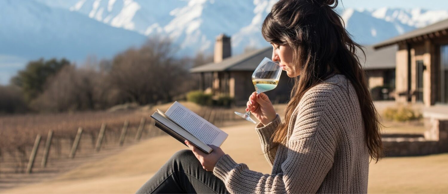 Una copa de vino, un libro y la montaña: invierno perfecto