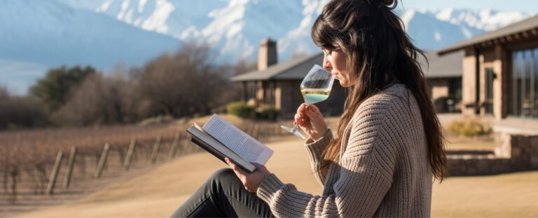 Una copa de vino, un libro y la montaña: invierno perfecto